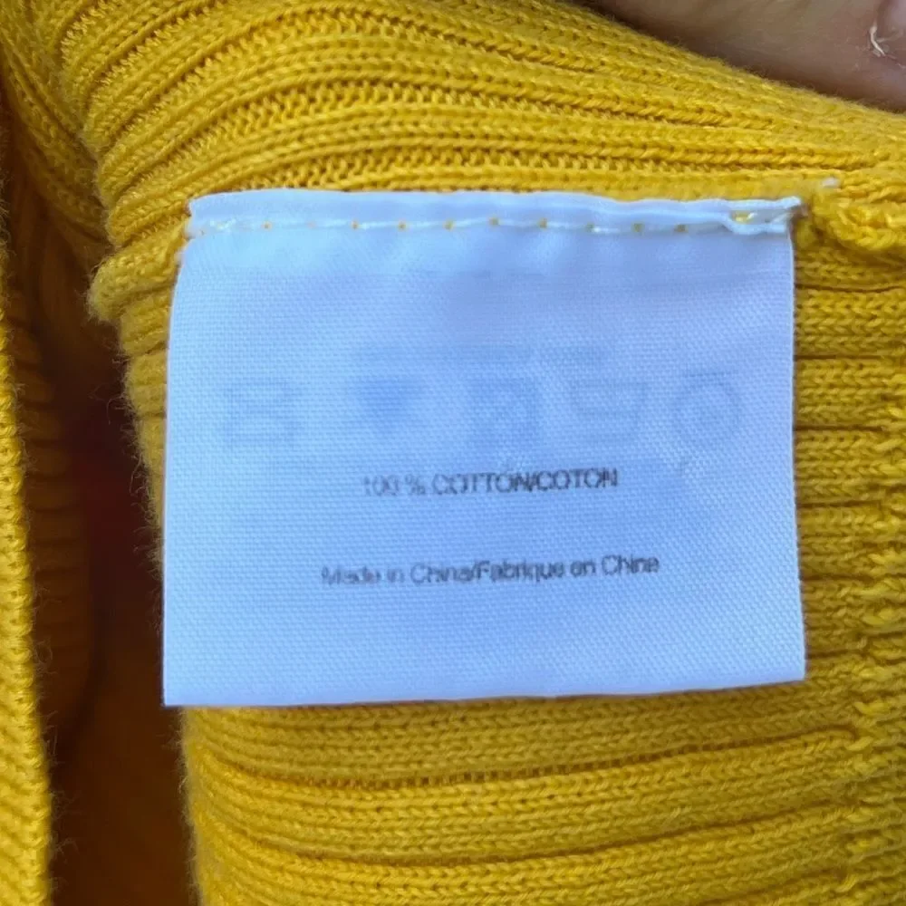 TORY BURCH Simone Ribbed Mustard Cardigan size small